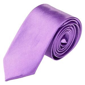 Skinny Ties Satin Solid Color Self-tied Necktie for Wedding Business Purple